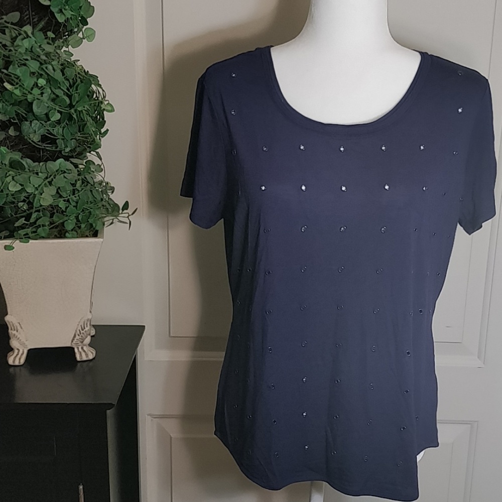 Karen Millen dark blue size 10 t shirt w/ eyelets